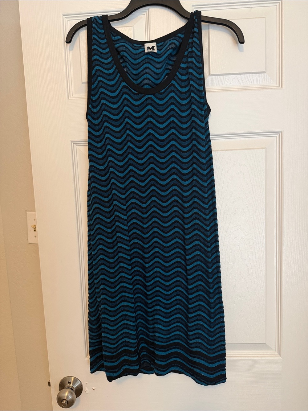 Missoni Blue & Black Wave-Print Dress - about size M/L